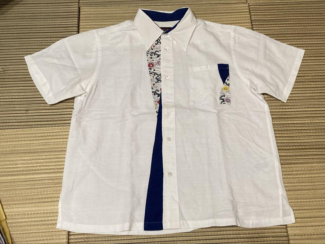 men's MAJUN 琉球びんがた　かりゆしウェアMサイズ　アロハシャツ沖縄 かりゆしウェア 琉球びんがた majun Lサイズ A80（琉球