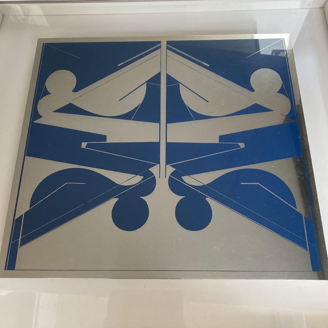 川島猛アート　アルミ作　BLUE and WHITE 川島猛アート アルミ作 BLUE and WHITE（○現代作家「川島猛作品