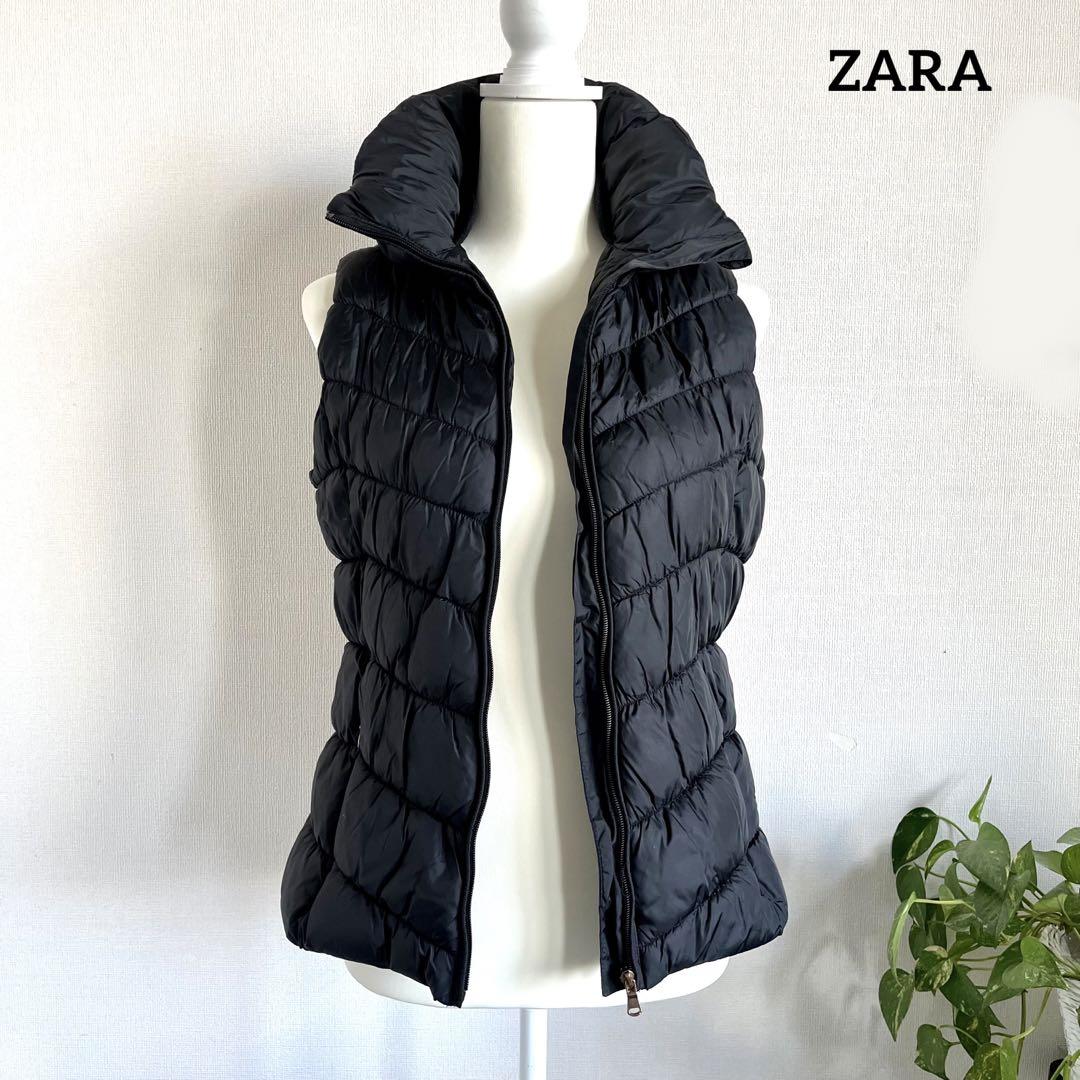 ZARA ダウンベスト フード付き ブラック Mサイズ（ダウン