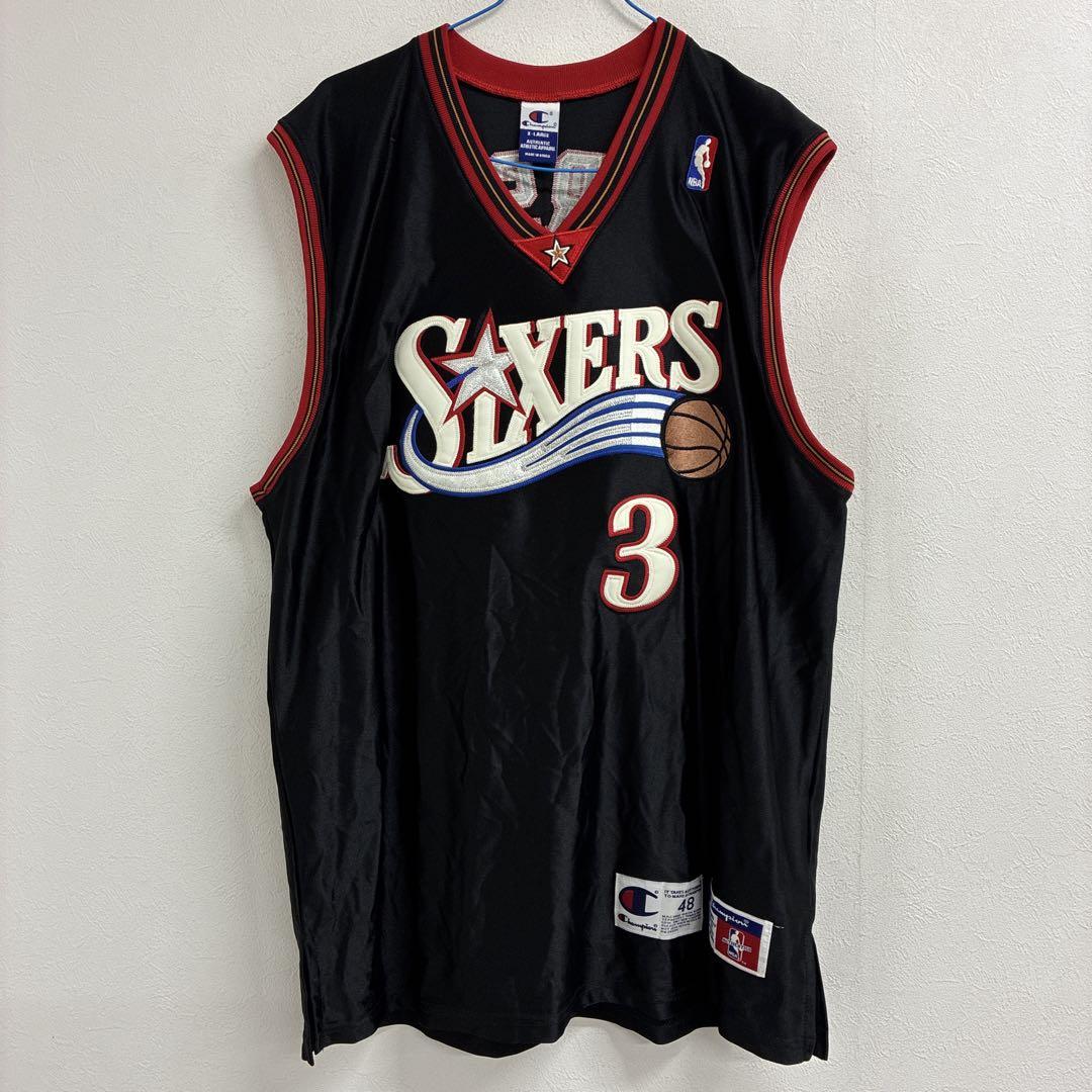 NBA アイバーソン　ユニフォーム　champion XL ◇27 90s Champion 76ERSユニフォーム アイバーソン チャンピオン 黒