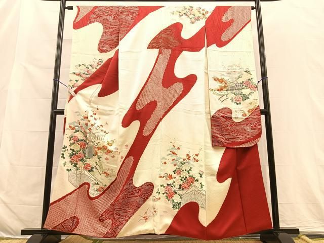 美品　孔雀　松花文　逸品　金彩　鈴乃屋袋帯　フルセット　振袖　振り袖 美品 孔雀 松花文 逸品 金彩 鈴乃屋袋帯 フルセット 振袖 振り袖