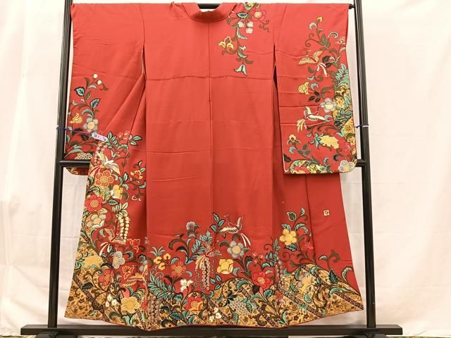D213 振袖　後藤久美子ブランド　花模様　ブルー　正絹　着物　袷　極美品 D213 振袖 後藤久美子ブランド 花模様 ブルー 正絹 着物 袷 極美