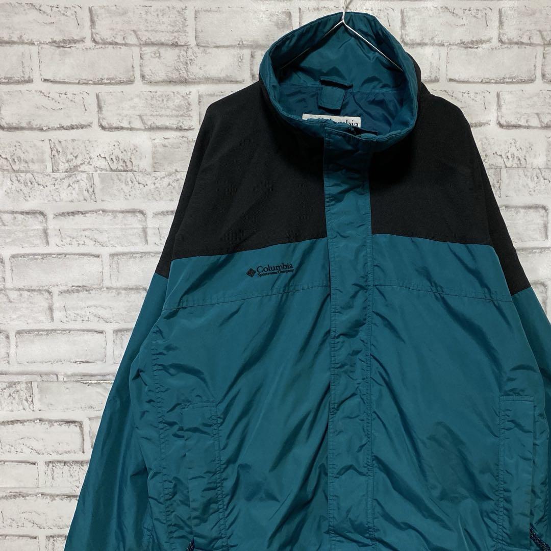 コロンビア　マウンテンパーカー中綿グリーン3XLオーバーロゴ刺繍アウトドア14 Columbia 【SALE】アウトレット コロンビア ジャケット