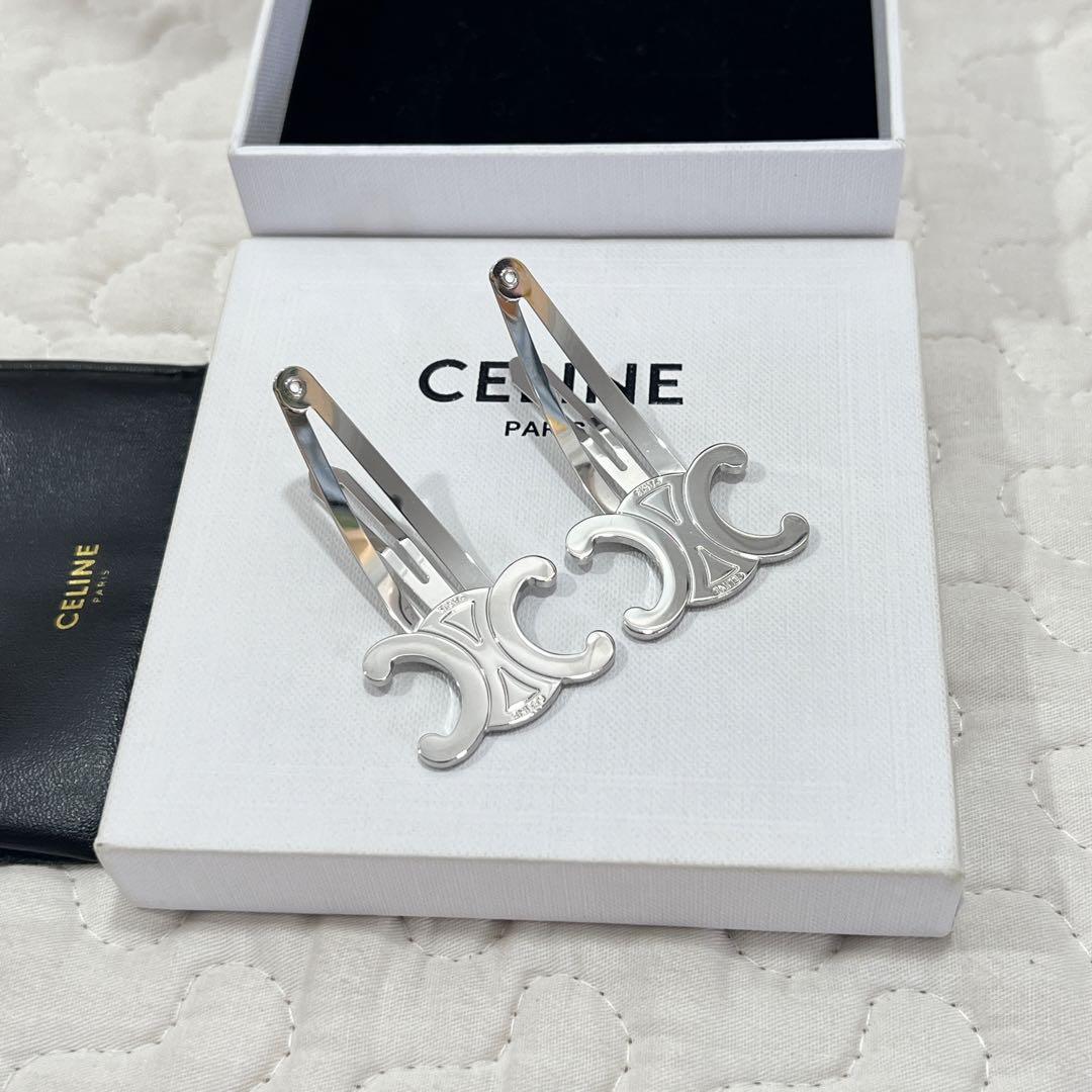 極上美品✨CELINE トリオンフ スナップヘアクリップ 2つセット