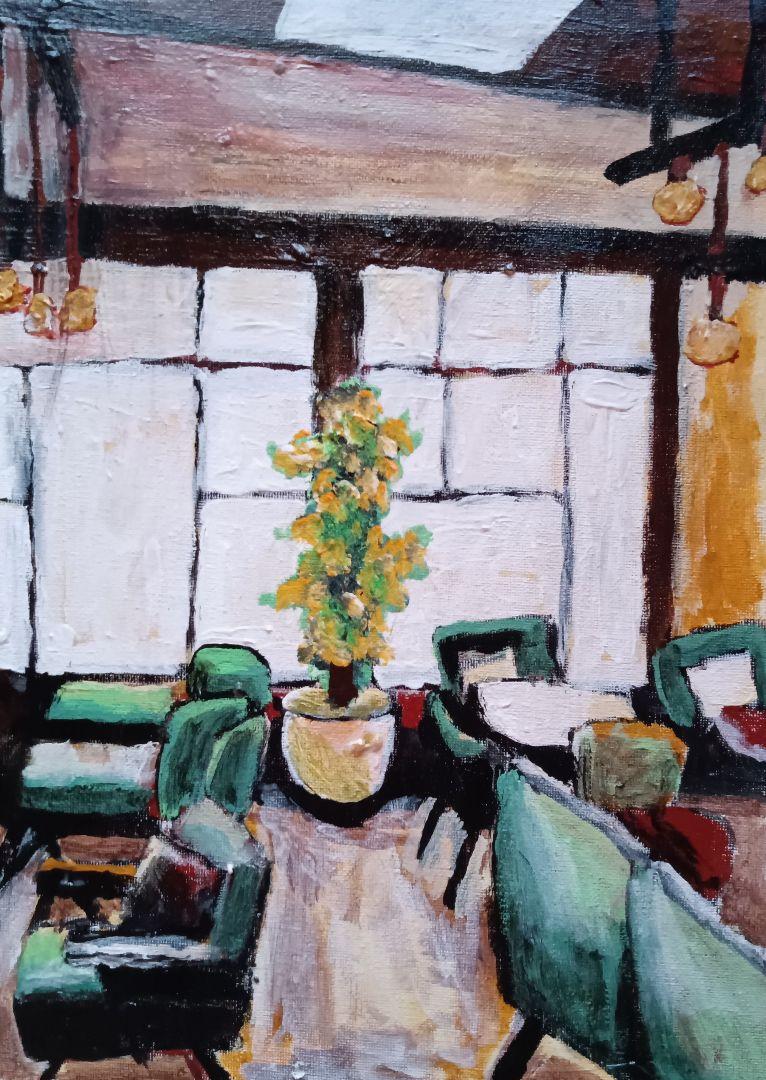 「自己投資のDEJAVU」 カフェ風景 アクリル画 自己投資のDEJAVU」 カフェ風景 アクリル画 (Wada Garou Tokyo