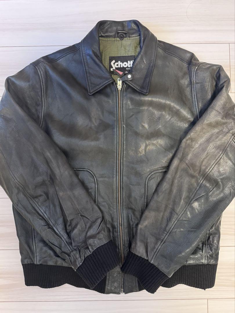 古着】Schott 黒レザージャケットXL（Schott (ショット) レザー