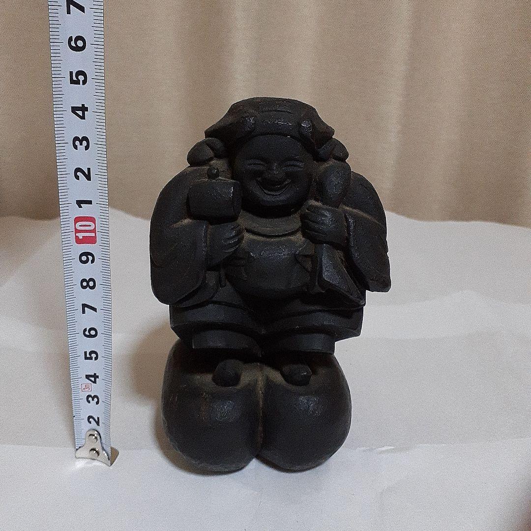 江戸期 民衆仏 福神【大黒天神像】仏像 木彫り （仁】『角材細密