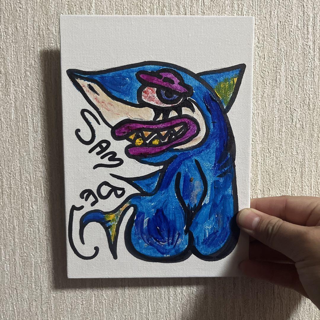 サメ イラスト ミニキャンバス アート 雑貨 インテリア 海 （Art