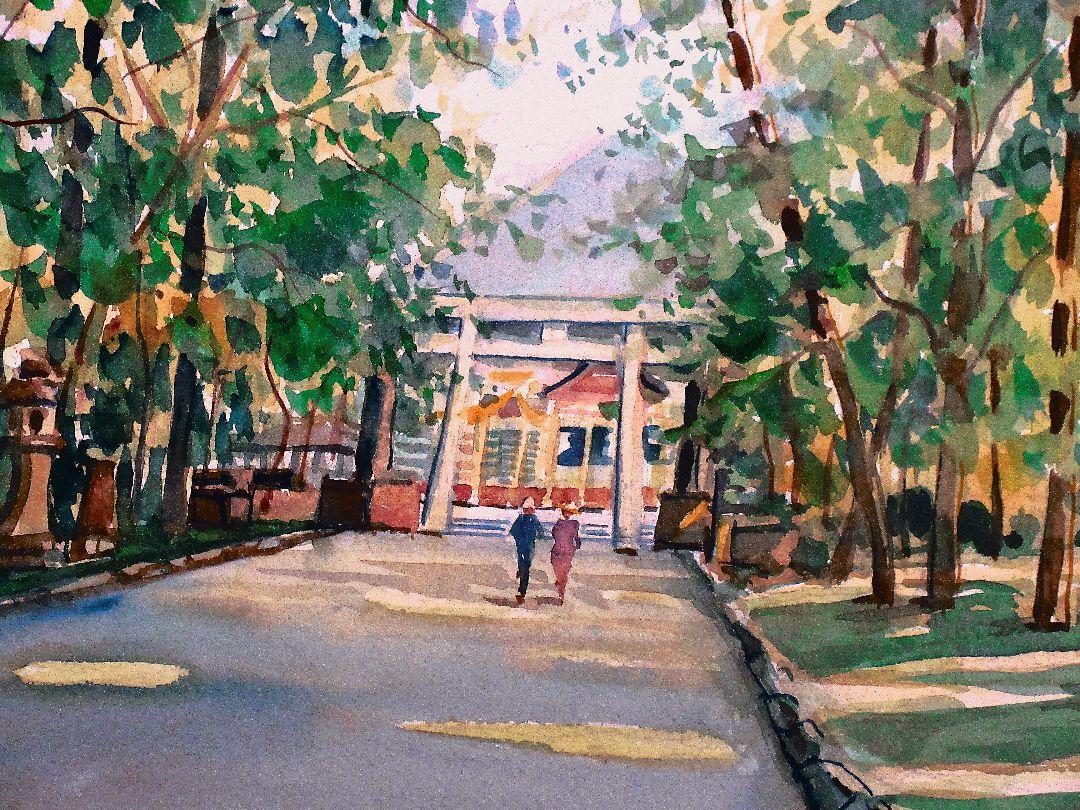 比木神社(水彩画 ) （比売久波神社 | 奈良県歴史文化資源