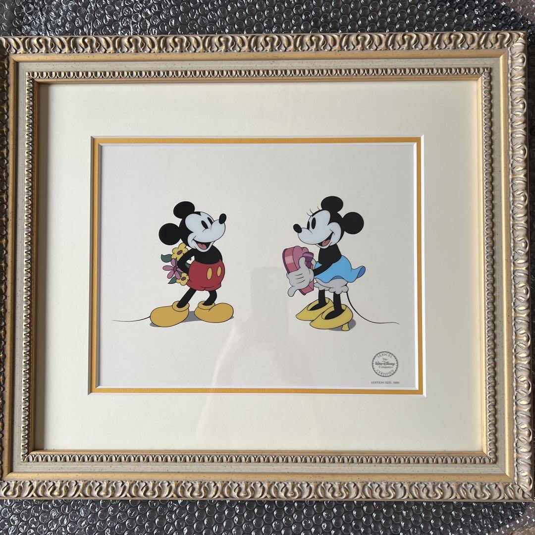 ミッキー&ミニー　ロマンス♥　セル画！！ Disney】ミッキー&ミニー セル画［46cmX 53cm］保証書付（激レア
