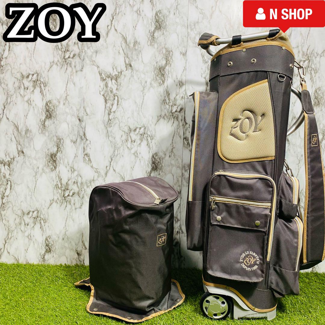 【美品】ZOY キャスター付き キャディバッグ チェック柄 9型 6分割 ZOY キャディバッグ キャスター付 チェック柄 9型 6分割 3.5kg