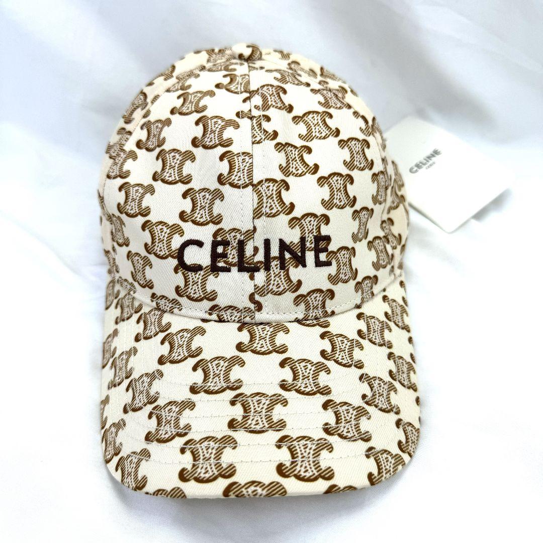 【美品】CELINE トリオンフ ベースボールキャップ グレージュ　M org.jpg