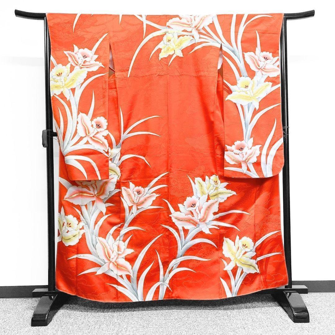 振袖 花模様 金駒刺繍 青海波 亀甲 菱模様 楓 桜花 着物 081t
