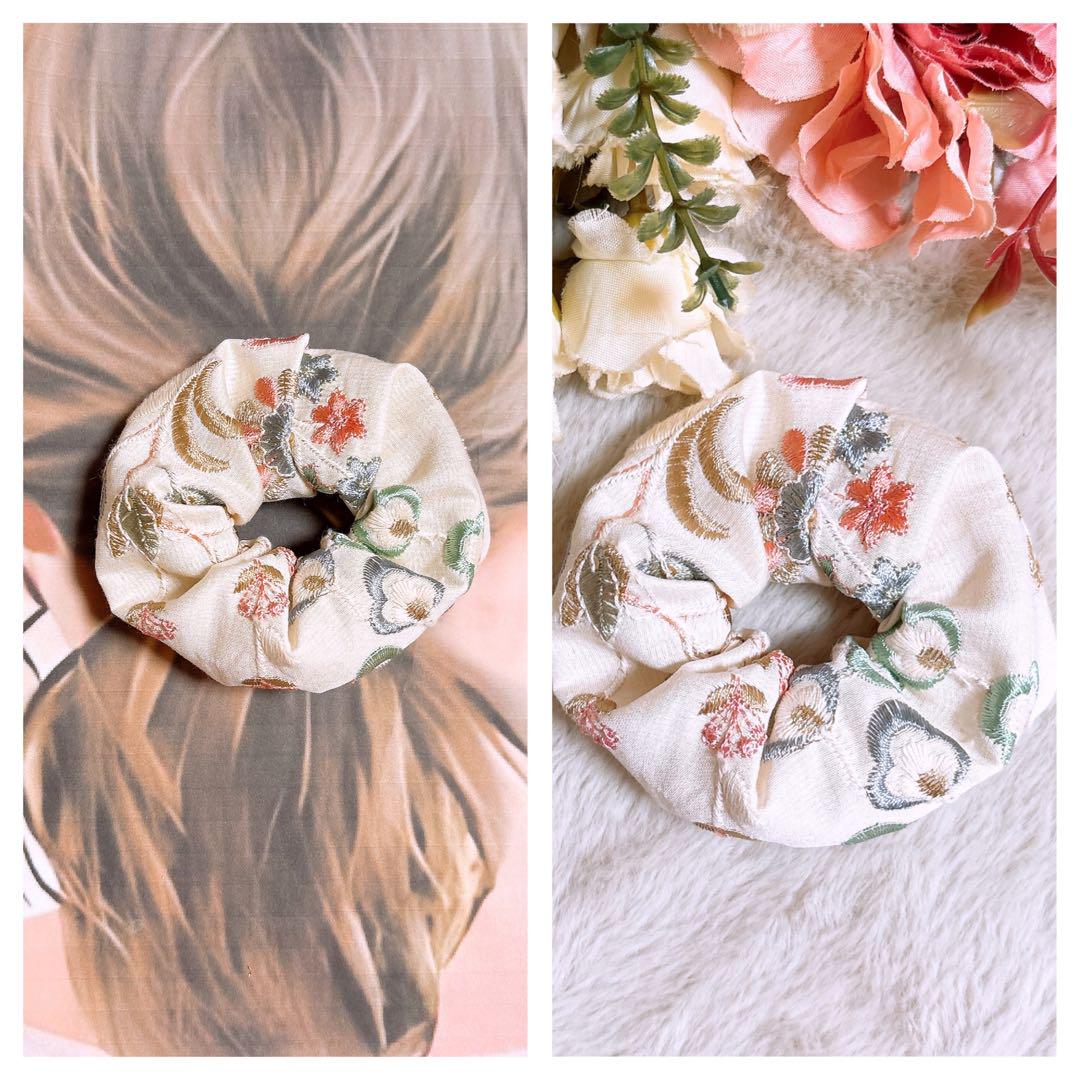 インド刺繍リボン ヘアゴム ハンドメイド シュシュ NO1946