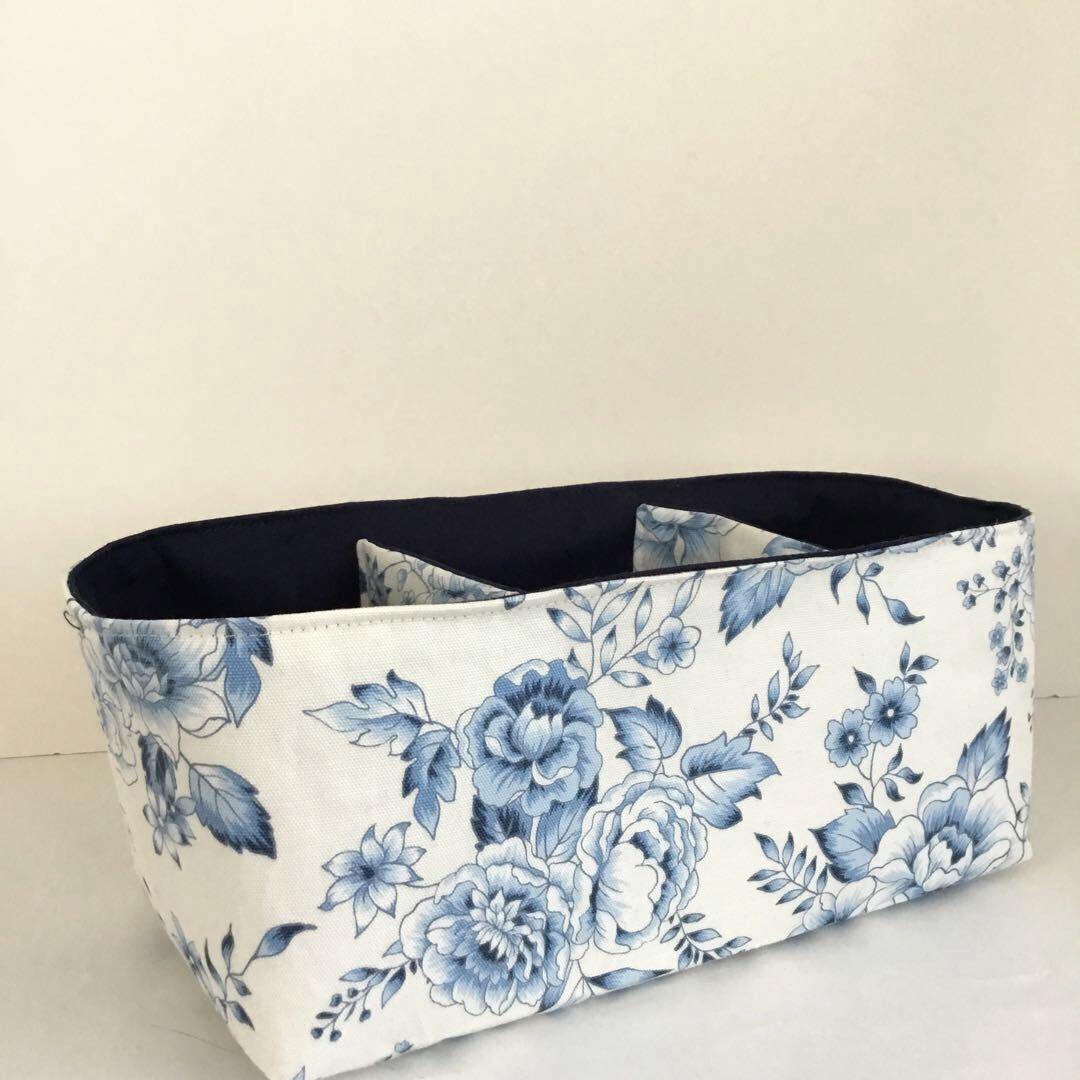 ハンドメイド 布バスケット 仕切り 花柄 （サコ ＊saco de lente