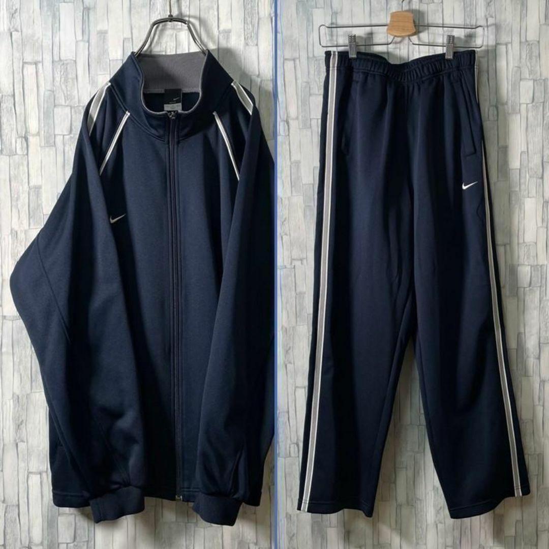 トラックジャケット セットアップ NIKE グレーライン 刺繍ロゴ メンズXL トラックジャケット セットアップ NIKE グレーライン 刺繍ロゴ