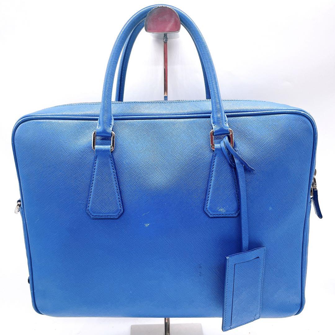 PRADA プラダ ビジネスバッグ サフィアーノ ブルー 青 ブリーフ