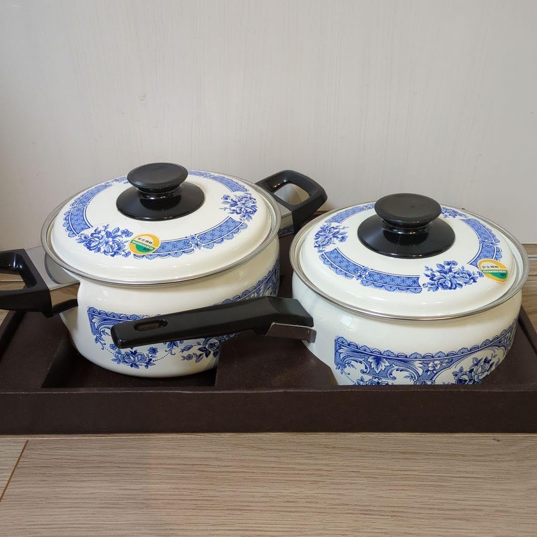 レトロ 三郷陶器 ホーロー鍋セット（RP037 三郷陶器 ホーロー