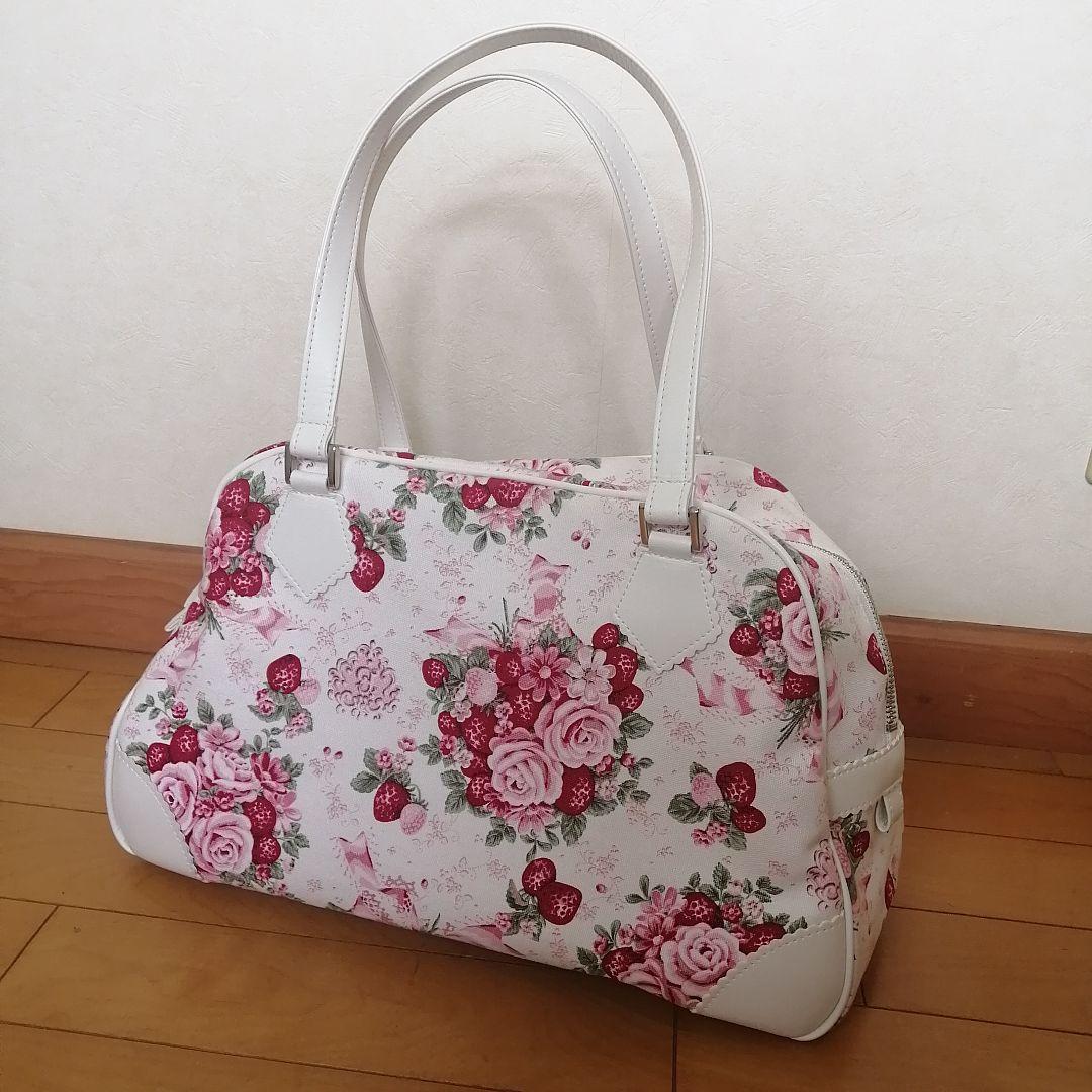 BABY シュガーブーケ柄ボストンバッグ　シロ BABY シュガーブーケ柄ボストンバッグ シロ 始まら