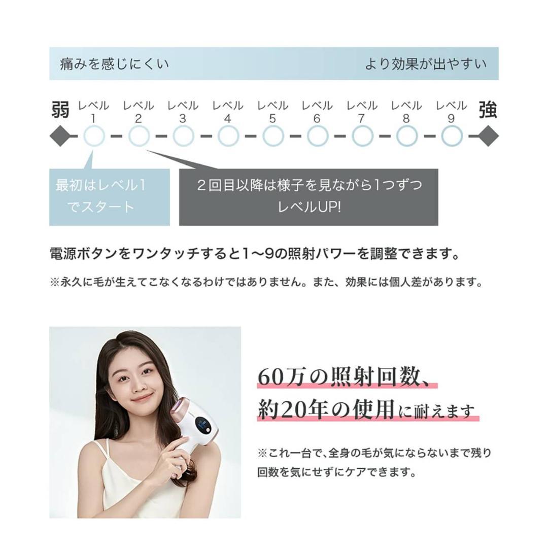 脱毛器 saris ホワイト/ゴールド最大照射回数60000回新品未使用未開封 無痛脱毛器 全身適用 自動照射機能搭載（Amazon | Sarlisi 脱毛