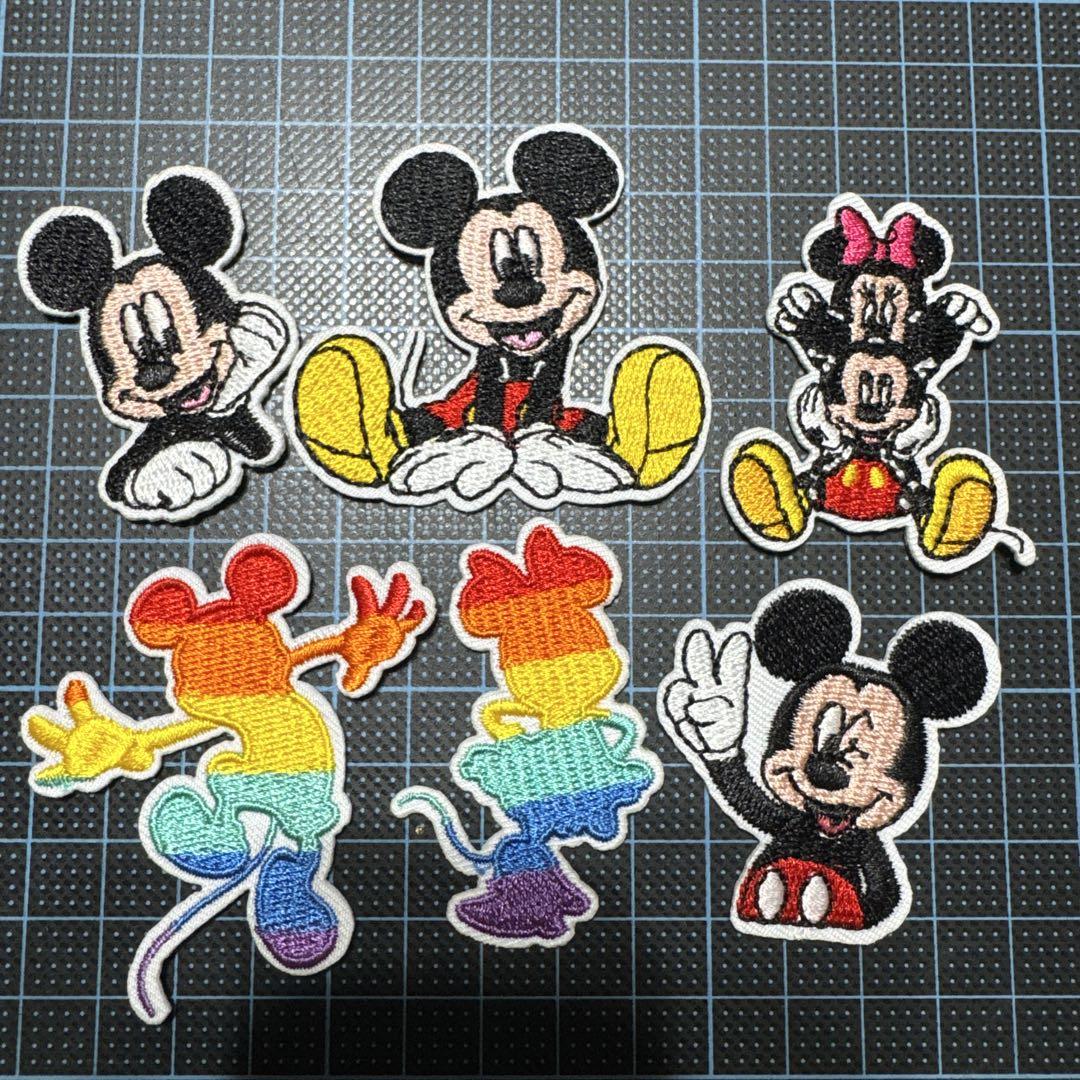 ミッキー・ミニー刺繍アイロンワッペン6個セット （Disney