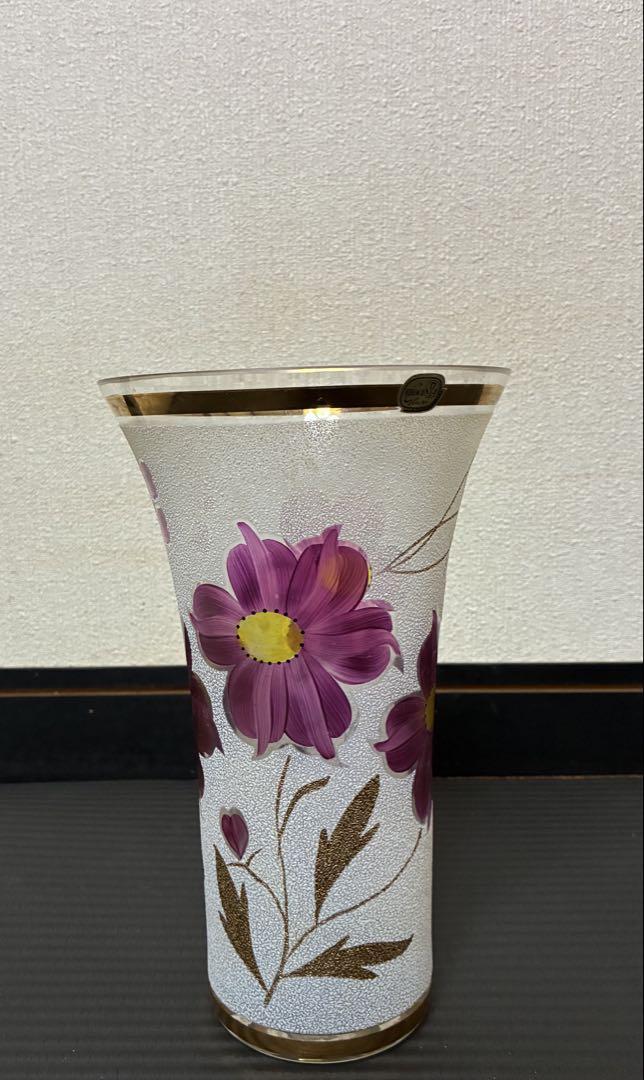 ボヘミア花瓶 (チェコスロバキア ) チェコスロヴァキア ボヘミアガラスの花瓶 10.5cm ピンク