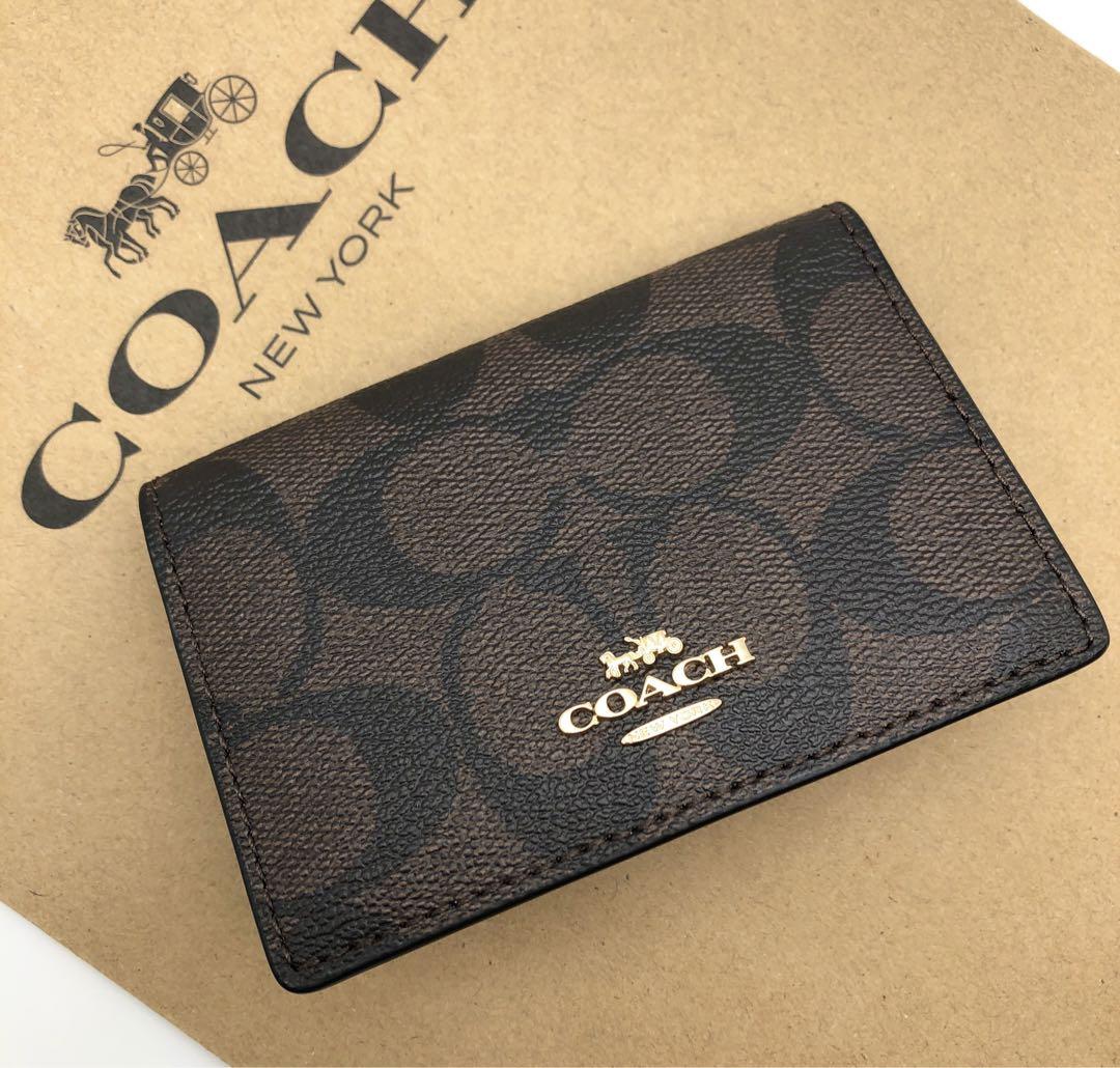 【COACH☆新品】☆ビジネス カード ケース☆シグネチャー☆ブラック ブラウン COACH☆新品】ビジネス カード ケース☆シグネチャー☆ブラック