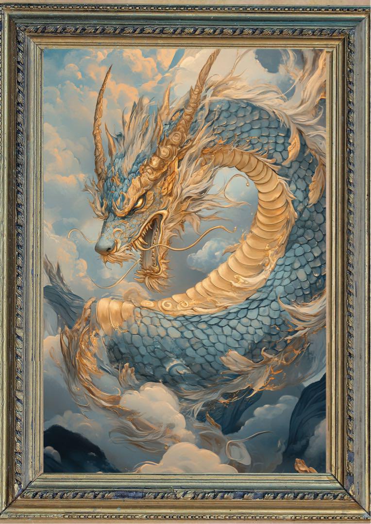 P526 青龍【開運風水絵画風・ヒーリングアート】（青龍・上昇