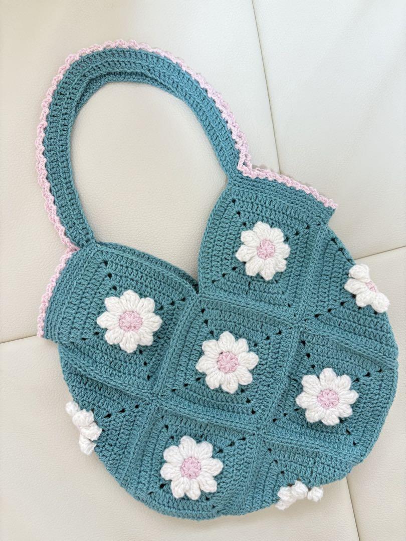 バッグ　ハンドメイド ハンドメイドバッグ　毛糸　 グラニーバッグ 手編みバック ニットバック ハンドメイド 毛糸バック 手編み