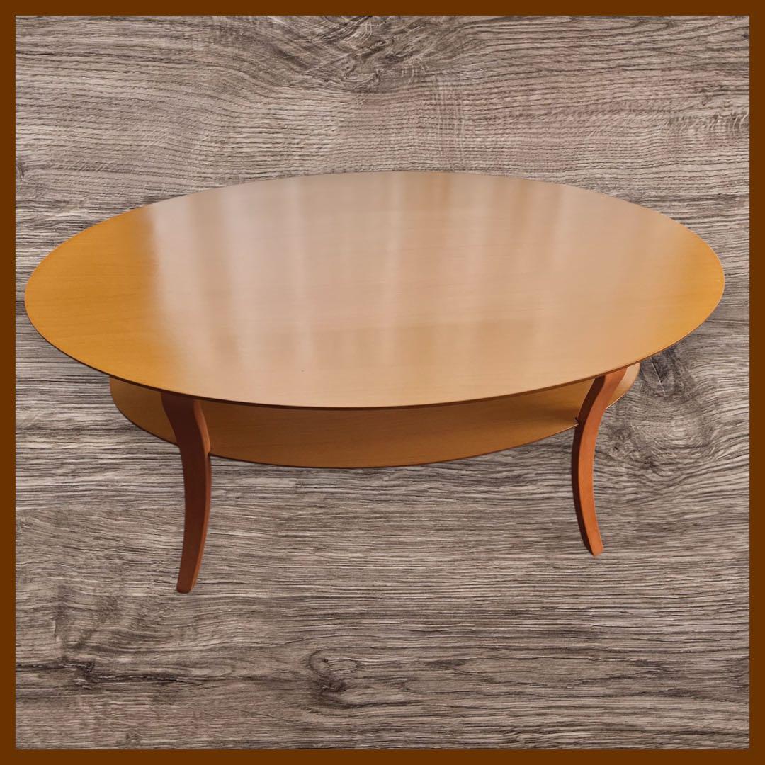 美品】 MDF 楕円形 オーバルテーブル コーヒーテーブル 組み立て