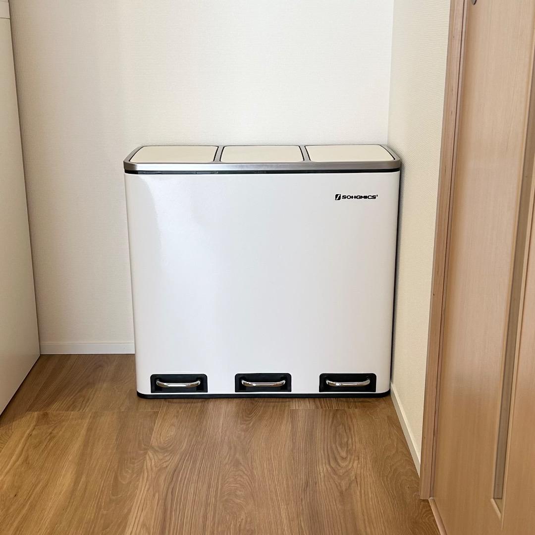 【SONGMICS LTB54NL ゴミ箱 ホワイト】ペダル式 18L×3連 songmicsjp-store_nltb54nl