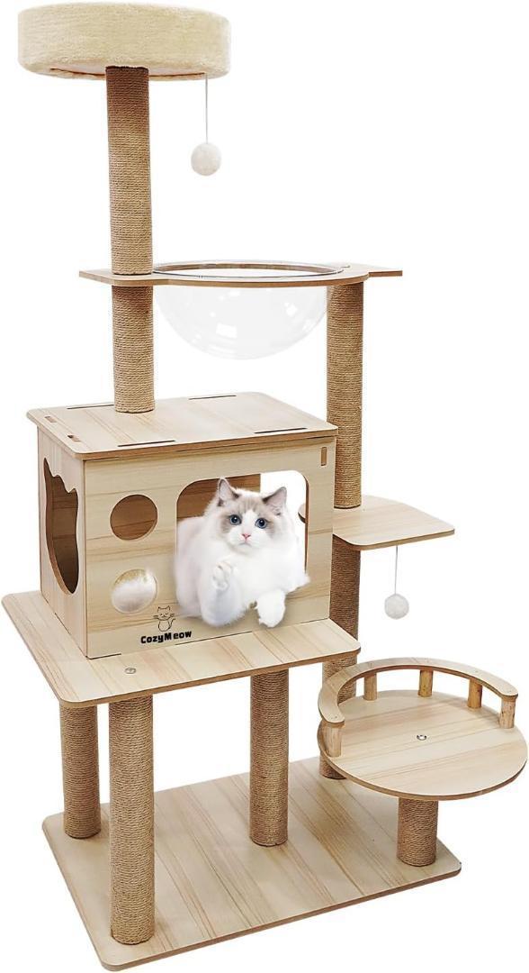 ★削除間近 新品★キャットタワー キャットハウス 木製 据え置き スリムデザイン 楽天市場】キャット タワー 木製 据え置き 省スペース スリム 猫