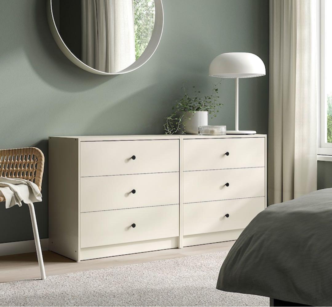 【新品未開封】IKEA クリーム色 木製 3段チェスト 新品未開封】IKEA クリーム色 木製 3段チェスト（チェスト