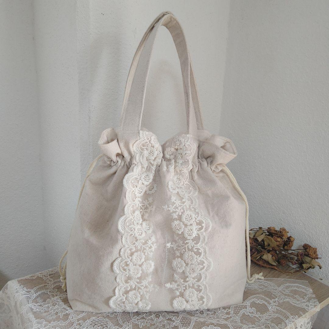 ❁ハンドメイドになります❁ CORAL&TUSK　巾着＋トートバック トートバッグ プールサブロックプリント[エコバッグ レディース