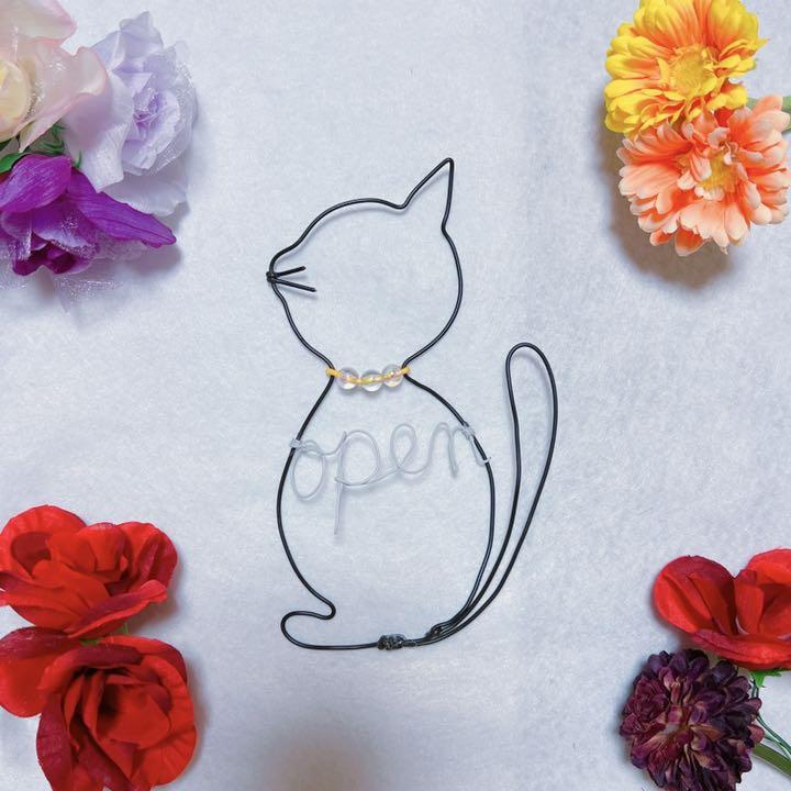 ワイヤーアート　ワイヤークラフト　ハンガー猫　inutade ワイヤー クラフト ワイヤーアート ハンガー猫①