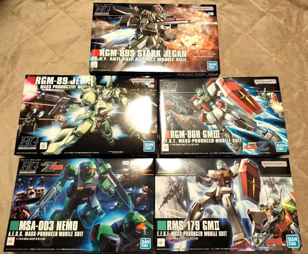 新品]HGスタークジェガン、HGジェガン、HGジムⅢ、HGジムⅡ、HG