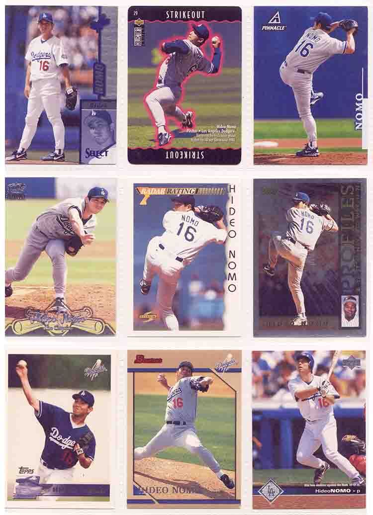 即決! 混合年度 野茂英雄 MLB (A13) 9枚のカードロット（浮世絵