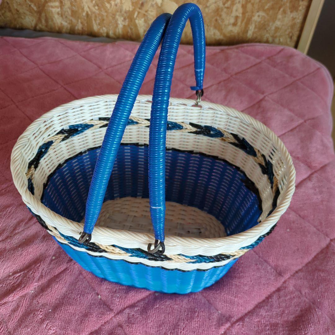 昭和レトロ　収穫かご　買い物かご　2点セット 昭和 平成 レトロ雑貨 買い物かご バスケット レトロカゴ 編み