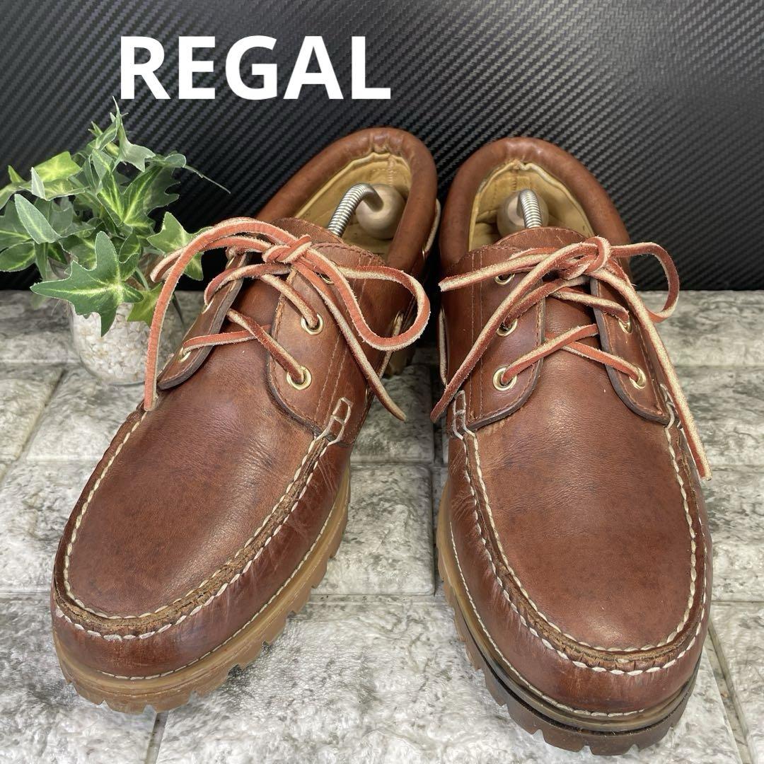REGAL デッキシューズ（27.5）3eye〈JE38〉バーガンディ REGAL リーガル JE-38 レザー デッキ シューズ バーガンディ系