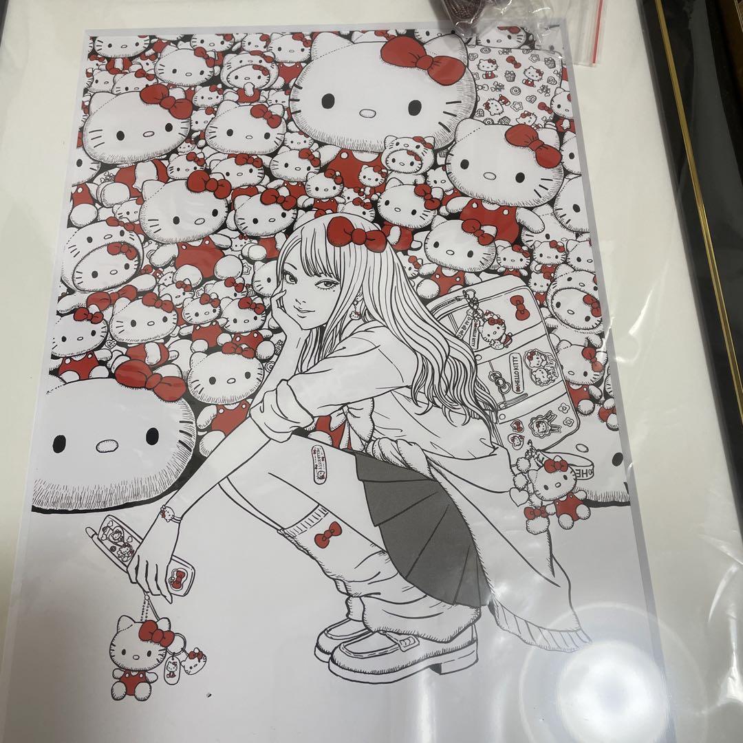 伊藤潤二×サンリオキャラクターズ 複製原画 ギャル富江×ハローキティ