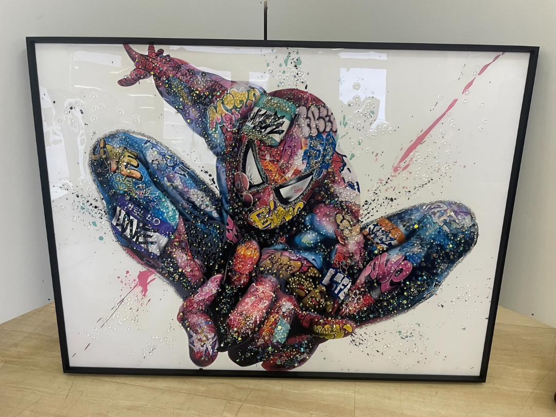 水晶絵　クリスタル　アート　アートパネル　立体　絵画　パネル　壁掛け　額絵　絵 アートパネル 水晶絵 クリスタル アートフレーム KAWS