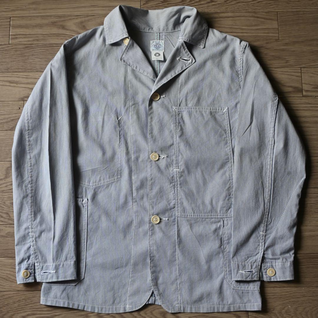 POST OVERALLS クレイジーパターン ヒッコリー カバーオール M POST OVERALLS クレイジーパターン ヒッコリー カバーオール M