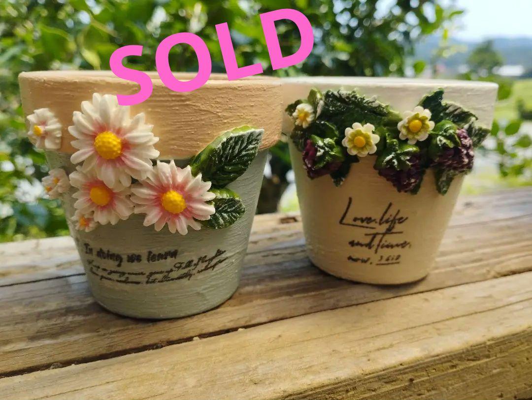 №71 リメ鉢♡リメイク鉢♡ハンドメイド♡⒉5号2個セット(ぶどう