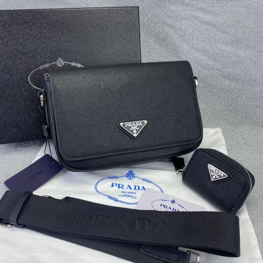 箱付き✨PRADA プラダ メンズショルダーバッグ ブラック Amazon | [Prada] [プラダ] ショルダーバッグ メンズ ミニポーチ