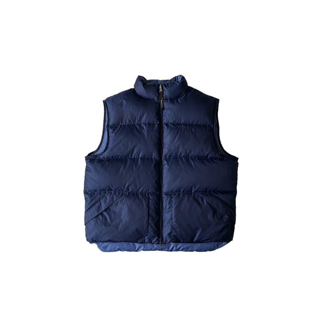 名作】90s L.L BEAN ダウンベスト リバーシブル ブルー L（80
