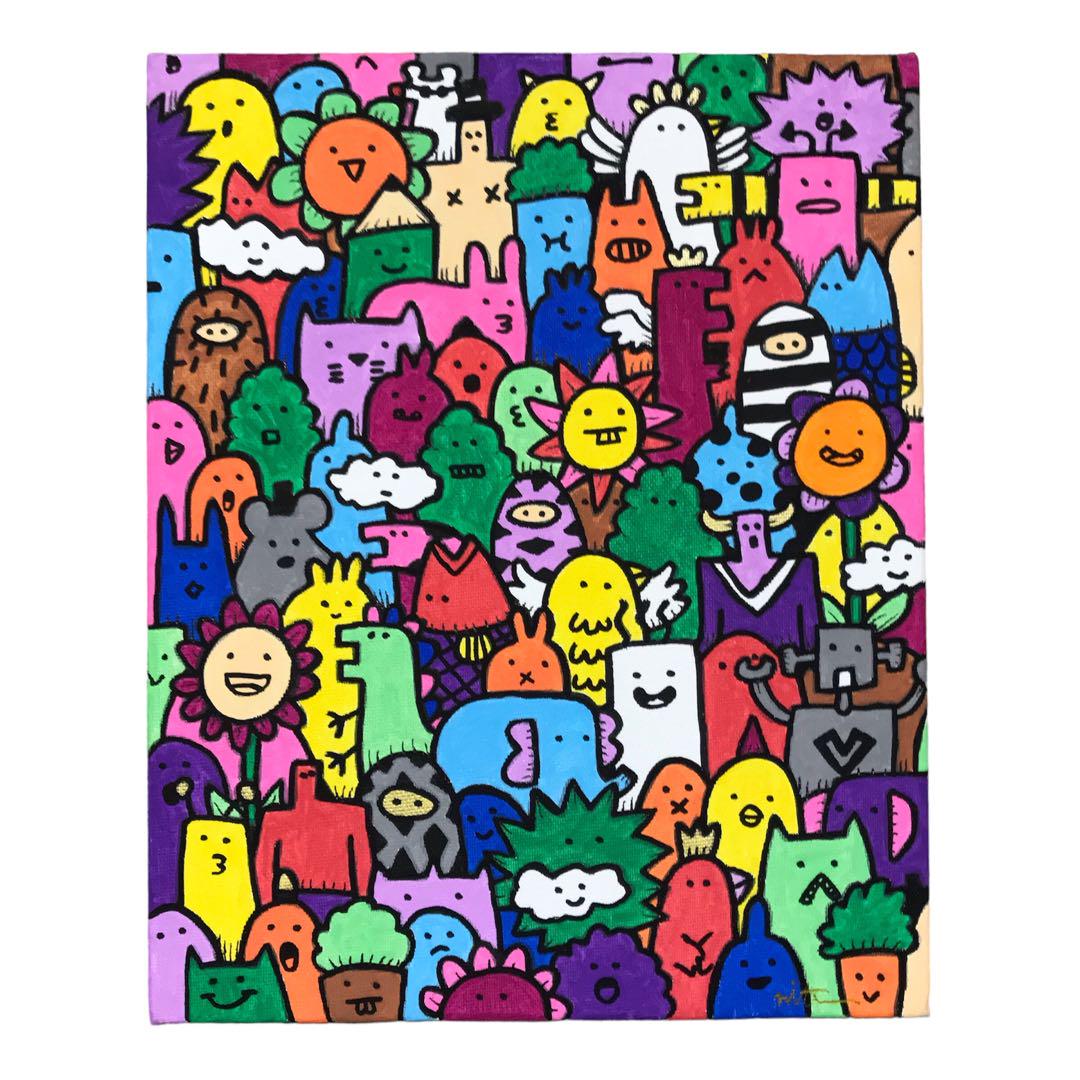 絵画　インテリア　アート　原画　かわいい　現代　ポップ　キャラ　青　シンプル　絵 Amazon.co.jp: 絵画 アート ポップ 原画 現代 キャラ かわいい