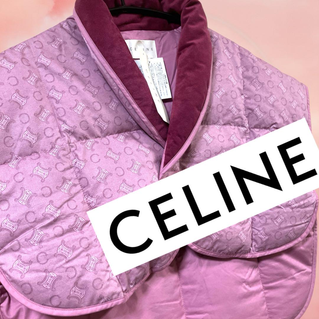 未使用　CELINE セリーヌ　マカダム柄　ダウンベスト　ワイン CELINE セリーヌ ちゃんちゃんこ ダウンベスト 未使用品 サイズ