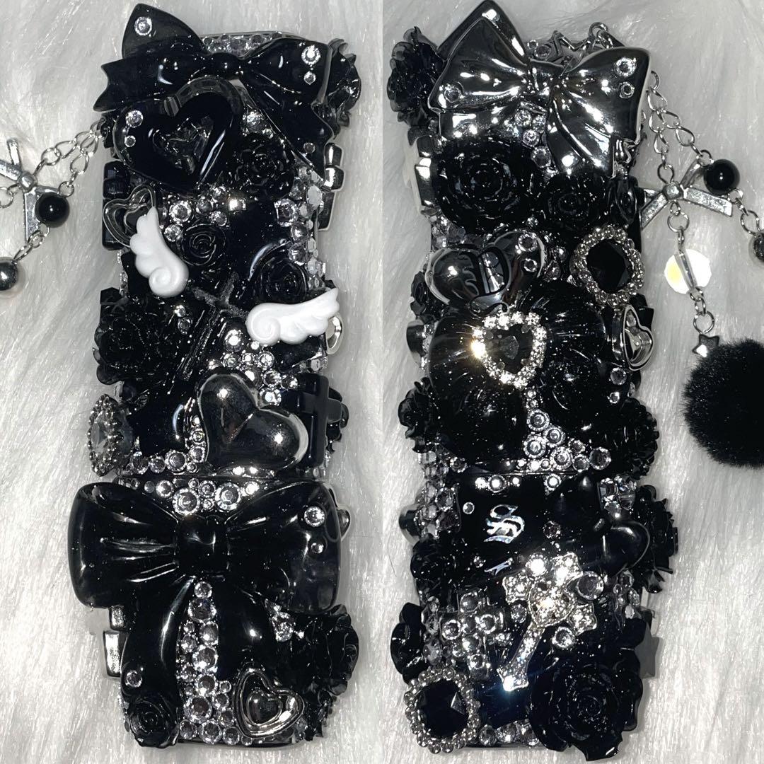 ★ iQOSケース デコ black×blue チャーム付き 【93】 ☆ iQOSケース デコ black×blue チャーム付き 【93】 - Wallet
