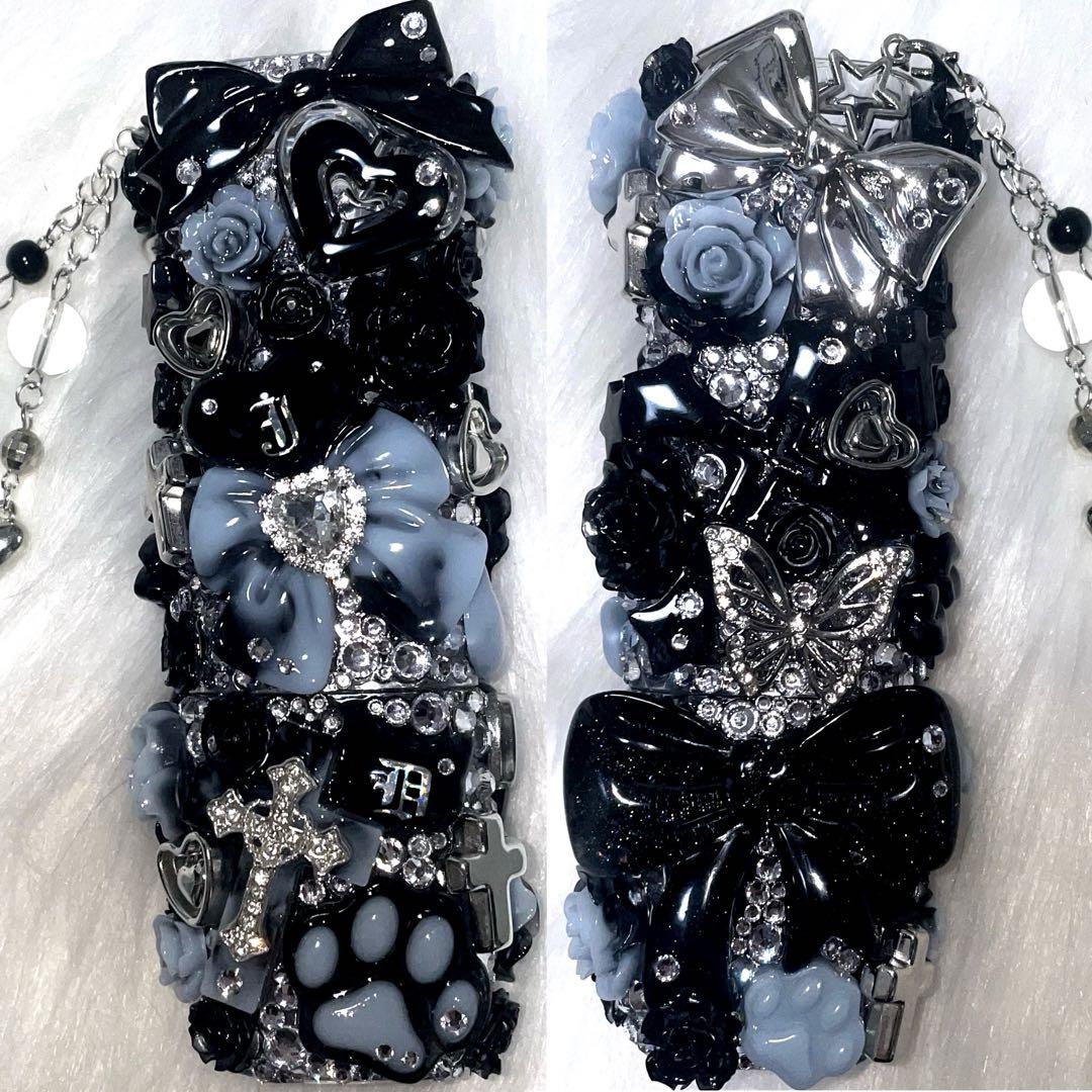 【正規品】 デコ iQOSケース ☆ black×blue 【93 チャーム付き 財布・ケース・小物入れ