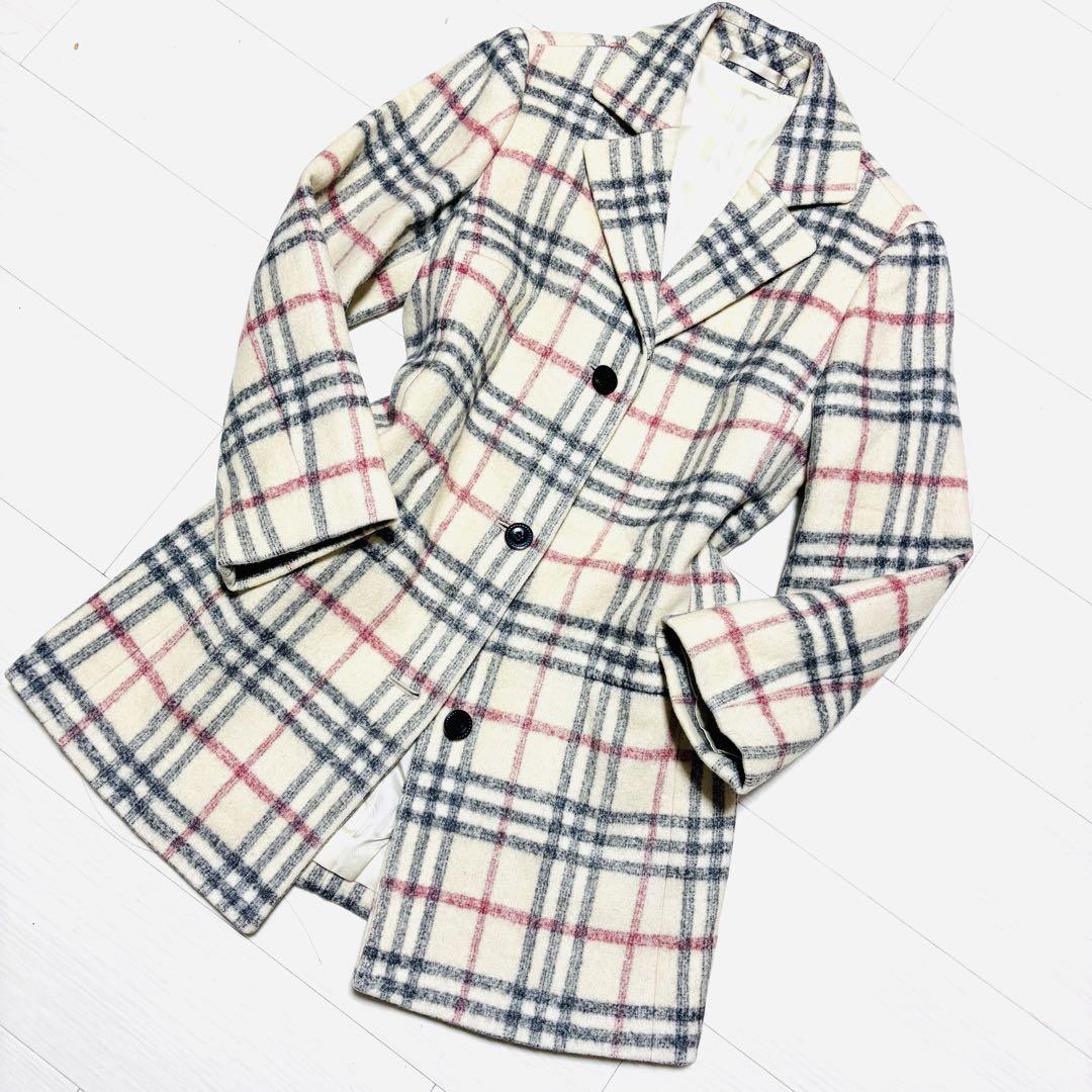 【美品】バーバリーロンドン チェスター Pコート カシミヤ ノバチェック 40 美品】バーバリーロンドン チェスター Pコート カシミヤ ノバ